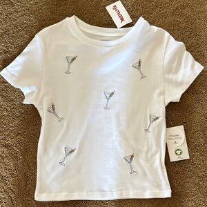 T.J.Maxx White Tee with Martini Glass Design